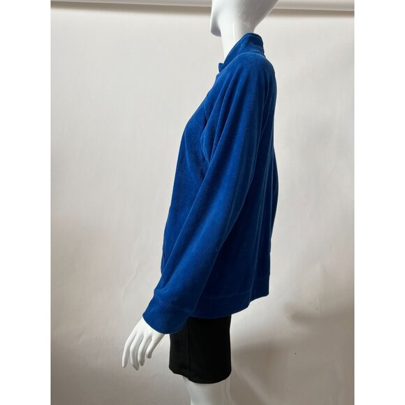 Allison Daley Petite Womens Blue Full-Zip Jacket With Pockets PM/M Cotton & Poly - Picture 9 of 16